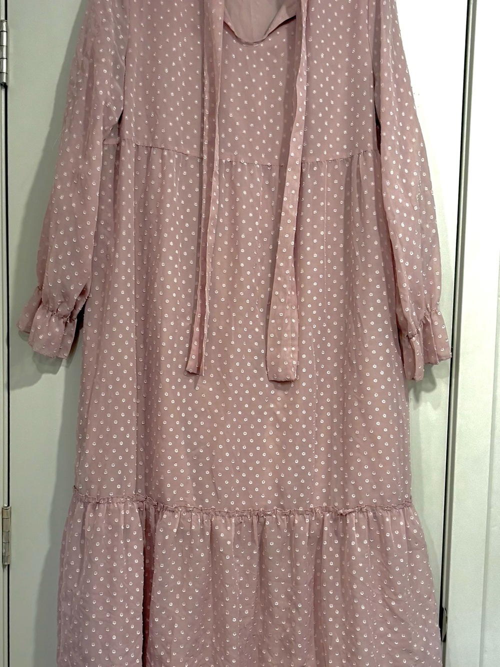 Dusty Pink Swiss Dot Midi Dress